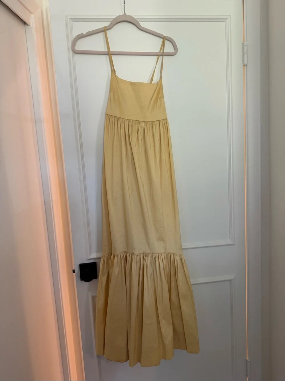 Abercrombie & Fitch Pale Yellow Spaghetti-Strap Maxi Dress